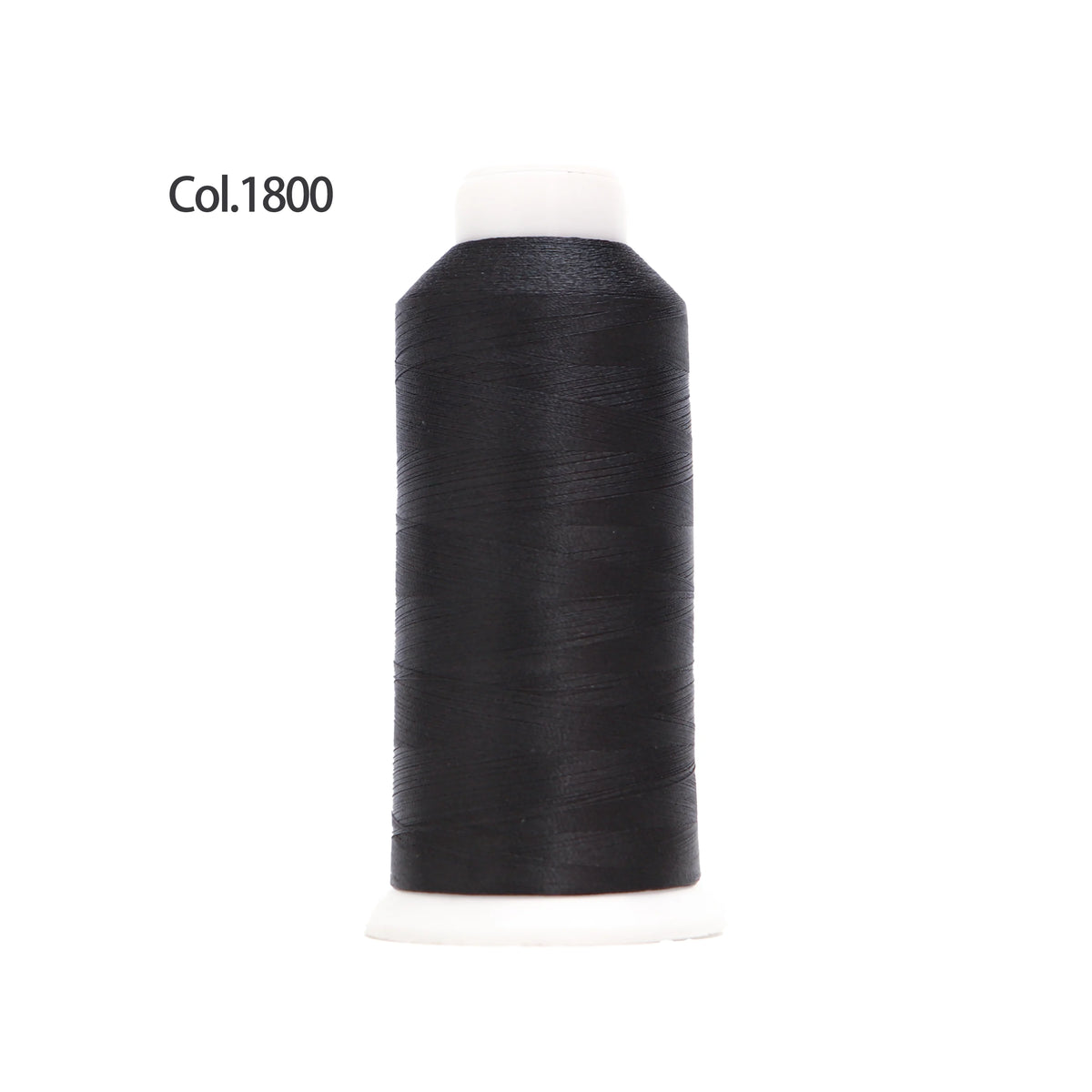 Black embroidery thread spool labeled Col.1800