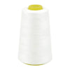 A white spool of premium sewing thread with a yellow core.