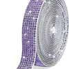 Purple and silver crystal rhinestone sticker ribbon with diamond trim rolled into a circular pattern
