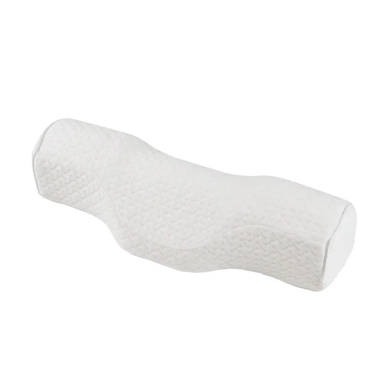 White memory foam cervical pillow designed for neck support.