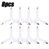 Eight adjustable bed sheet grippers with clips shown in a spread out arrangement.