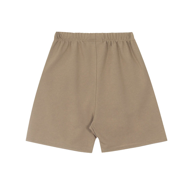 Tan athletic shorts and matching top from a co-ord set