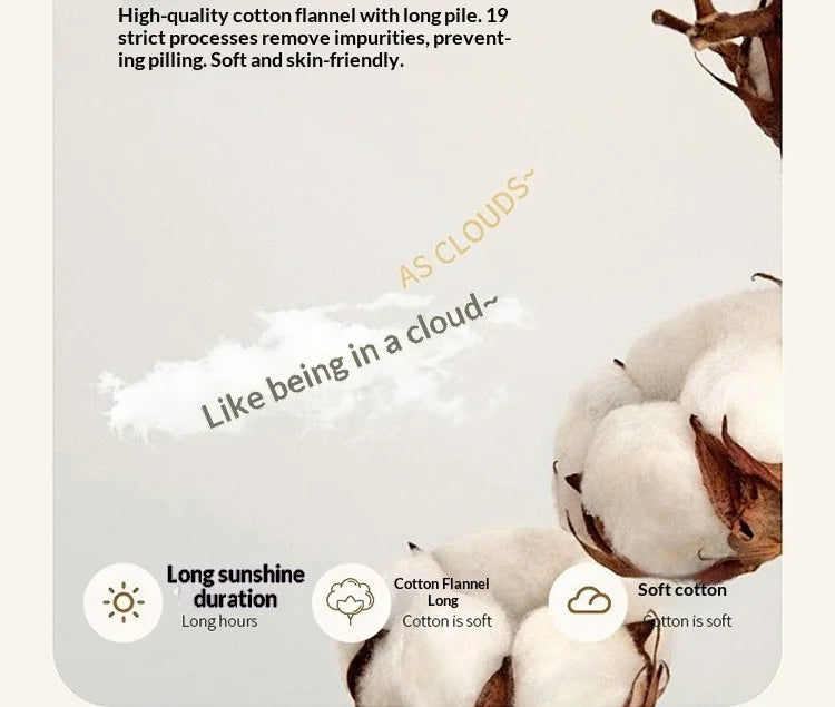 A close-up of fluffy white cotton fabric and a brown animal resting on it, emphasizing softness and quality.