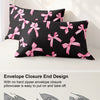 Black pillowcases with pink plaid bow print and envelope closure design