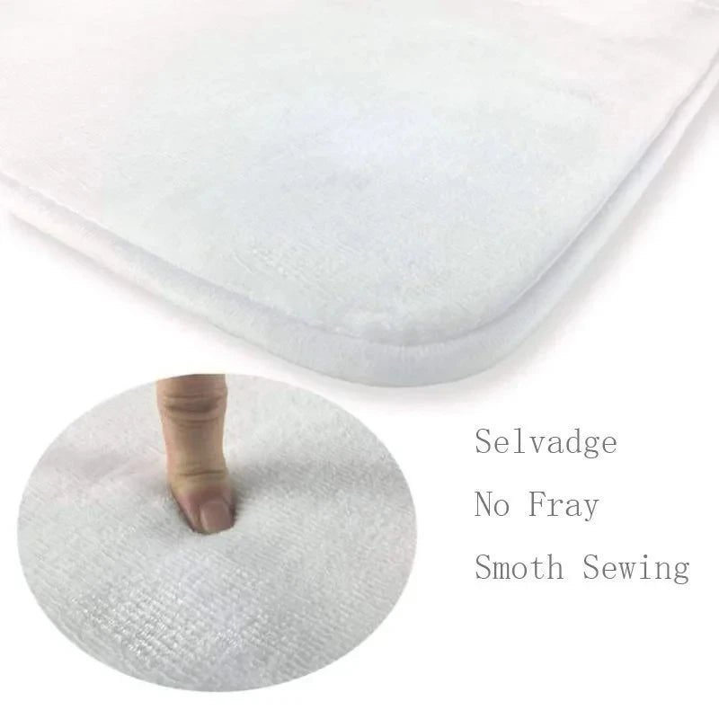 White felt rug with selvage and smooth sewing details