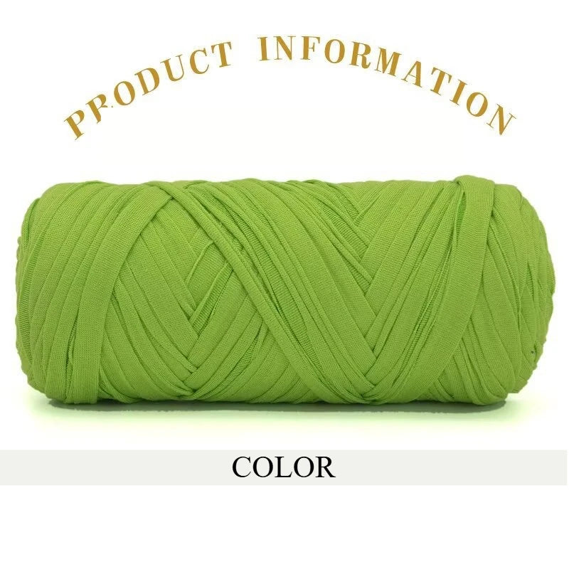 A tightly wound ball of bright lime green thick polyester blended yarn for crafting.