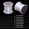 Spool of precision nylon beading thread with various diameters shown for jewelry making