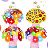 A colorful bouquet of felt flowers in various shades of red, orange, yellow, pink, and blue.