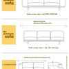 Diagrams showing measurements for sofa covers, including distances between AA and BB points.