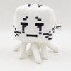 A white stuffed dragon plush toy with a pixelated black pattern and white legs.