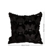 Black throw pillow cover with a subtle dark pattern featuring ghost and pumpkin designs