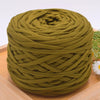 A ball of olive green craft yarn used for knitting and DIY projects.