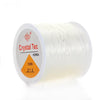 Roll of clear elastic cord labeled Crystal Tec 100 meters long