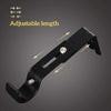 A black adjustable iron curtain rod rack with a threaded adjustment mechanism.