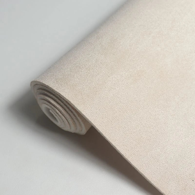Roll of beige premium suede auto headliner fabric with foam backing