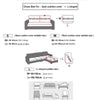 Diagrams showing size options for a back cushion cover and an L-shaped sofa cover with corresponding dimensions.