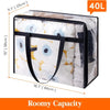 Extra large storage bag with a zipper featuring a light background and black trim.