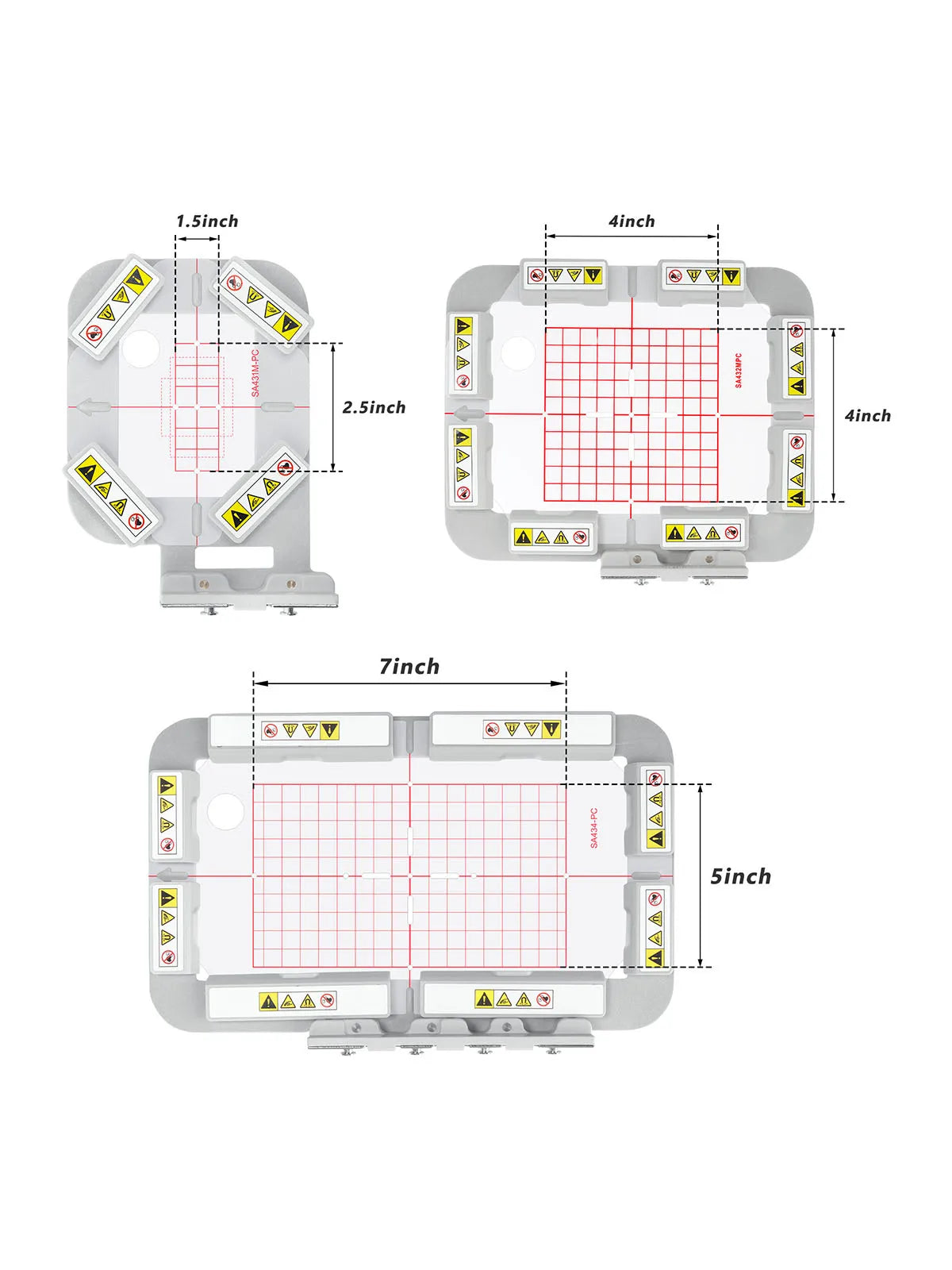 Magnetic embroidery hoop with various sizes including 1.5 inch, 2.5 inch, and 4 inch options.