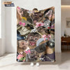 A vertical print featuring multiple funny monkey faces in various poses on a fabric background.