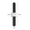 Black magnetic wrist pincushion with a silver silicone band shown in a vertical layout.