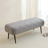 A gray elastic jacquard bench cover is shown on a light floor, ready for use as piano, dining, or entryway seating.