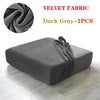 Dark gray velvet fabric sofa seat covers shown on a piece of furniture.
