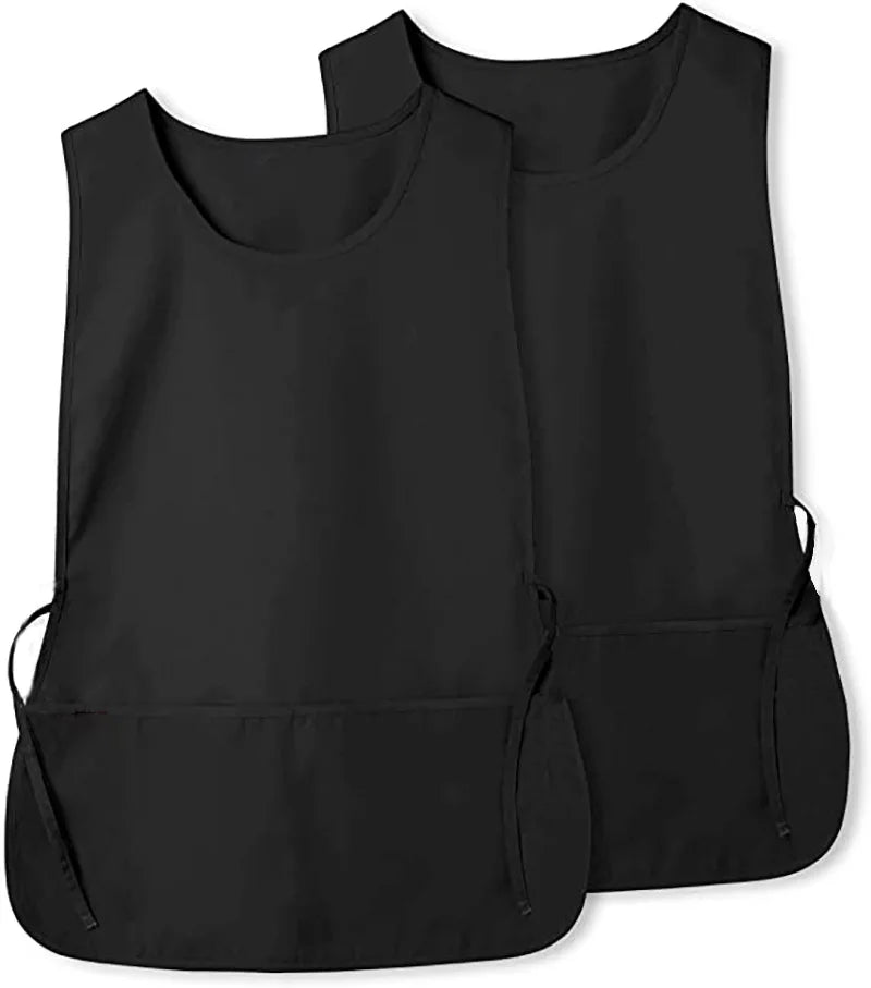 Black versatile polyester apron shown from the front