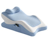 A light blue memory foam body pillow with a white accent, designed for comfort.