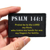 Black embroidered combat patch badge with the text Psalm 144:1