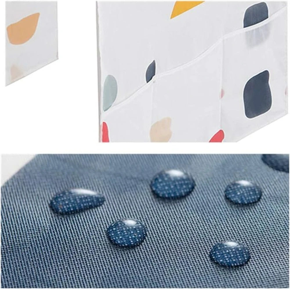 A close-up view of reusable waterproof dust covers for a refrigerator, showing various colored, translucent plastic pieces.