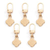 A set of five gold-toned metal zipper pull replacement kits with oval loops and square charms.