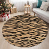 Circular leopard print anti-slip door mat rug with black and tan stripes on a light wood floor.