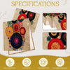 A set of bohemian polka dot table runners featuring colorful circular patterns on natural fabric.