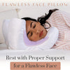 A woman is sleeping comfortably with a white flawless face pillow, resting her head on it.