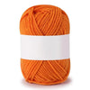 A ball of bright orange soft milk cotton knitting yarn.