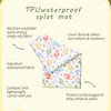 A folded TPU waterproof splat mat featuring a floral pattern, designed to protect floors and tables.
