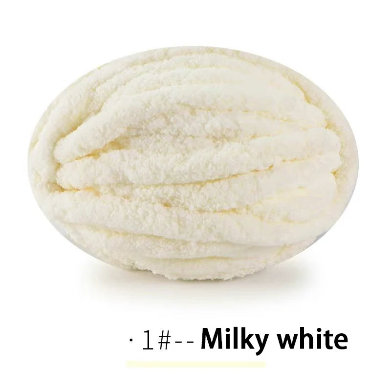 A ball of extra thick hand-knitted milky white yarn for crafting and gifts.