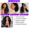 3-in-1 Kinky Curly Half Wig with Drawstring