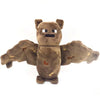 A brown stuffed dragon plush toy with small wings and dark eyes.