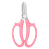A pair of pink precision shears with a comfort grip for cutting floral and bonsai materials.