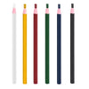 A set of five fabric chalk markers in various colors including pink, yellow, and dark green.