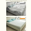 Before and after comparison showing the use of heavy duty bed sheet corner tightener clips on a bed sheet.