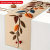 A 2D flat printing table runner featuring a floral branch design with autumn-colored leaves and flowers.