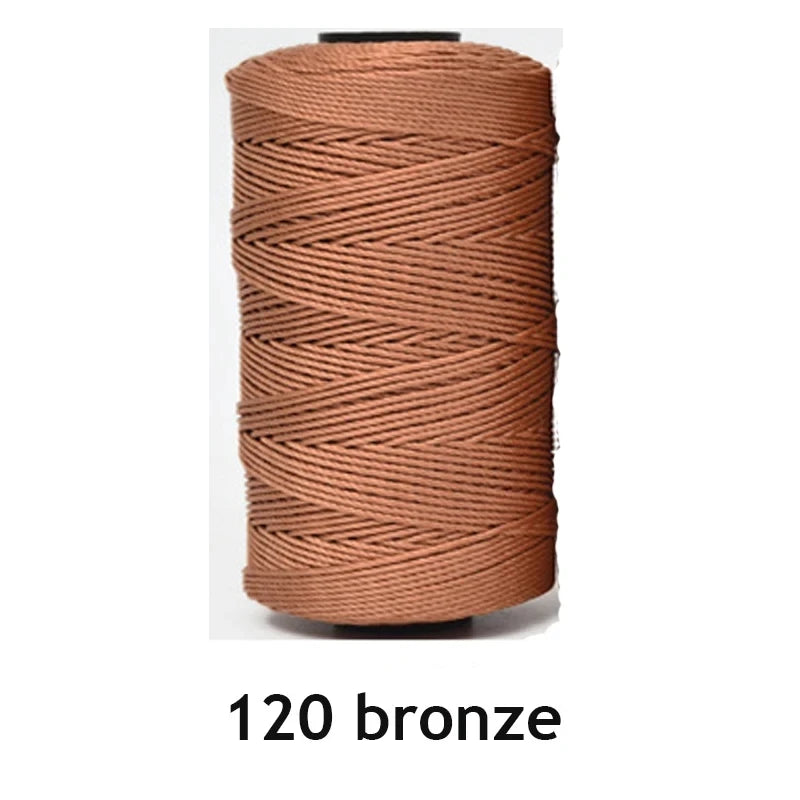 A spool of 1.5mm bronze colored ice silk crochet yarn for crafting.