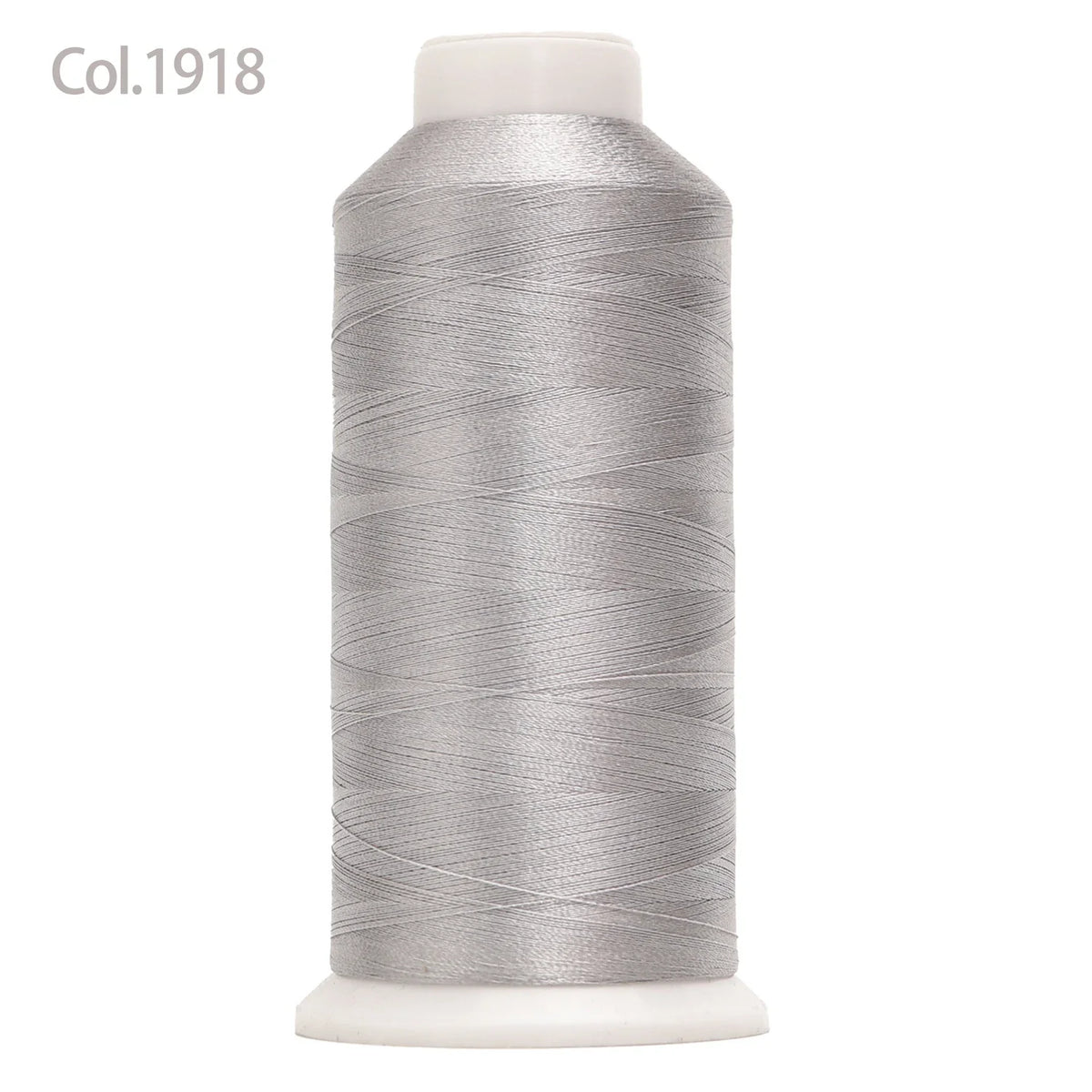 Spool of silver gray high tenacity machine embroidery thread
