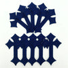 A set of dark blue embroidered cross applique patches for clothing