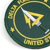 Dark green embroidery patch featuring a yellow lightning bolt design and text on the edge.