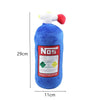 Blue plush bottle shaped car neck pillow and waist cushion set with a red and white cap