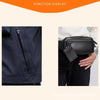 Close-up of a black jacket showing a zipper repair kit with five detachable pulls.
