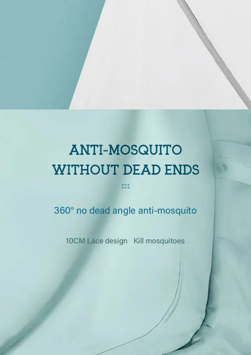 Light blue foldable mosquito net designed to kill mosquitoes.